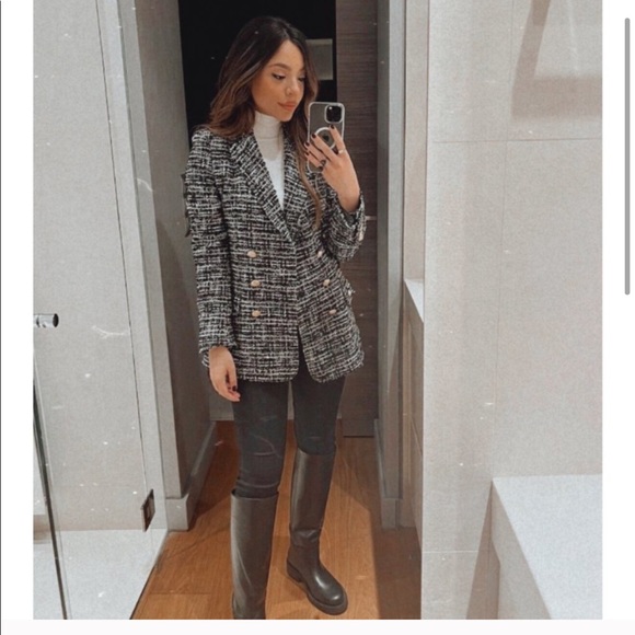 Zara double breasted textured blazer - Picture 2 of 5
